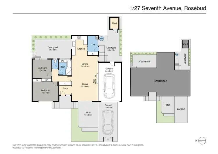 Floorplan of Homely unit listing, 1/27 Seventh Avenue, Rosebud VIC 3939