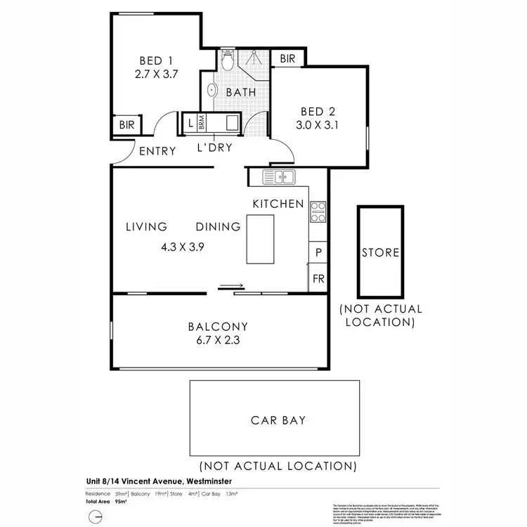 Floorplan of Homely apartment listing, 8/14 Vincent Avenue, Westminster WA 6061