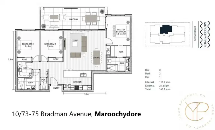 Floorplan of Homely unit listing, 10/73-75 Bradman Avenue, Maroochydore QLD 4558