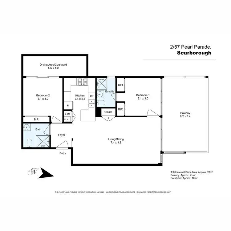 Floorplan of Homely apartment listing, 2/57 Pearl Parade, Scarborough WA 6019