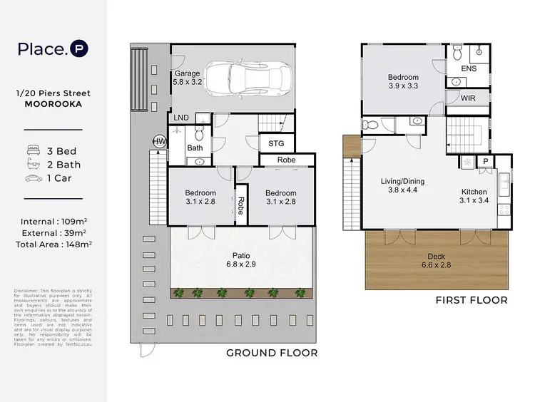 Floorplan of Homely townhouse listing, 1/20 Piers Street, Moorooka QLD 4105