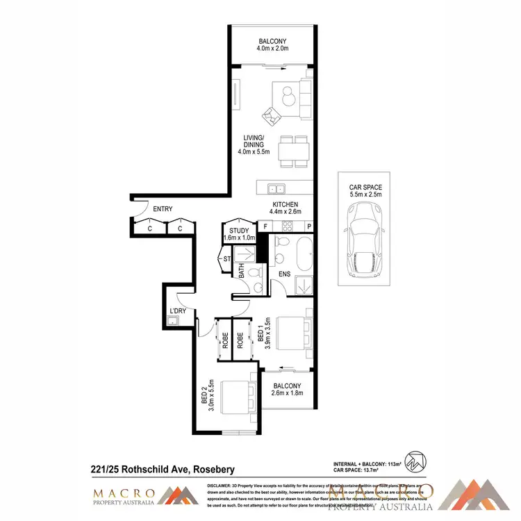 Floorplan of Homely apartment listing, 221/25 Rothchild Avenue, Rosebery NSW 2018