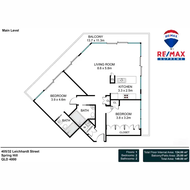Floorplan of Homely apartment listing, 405/32 Leichhardt Street, Spring Hill QLD 4000