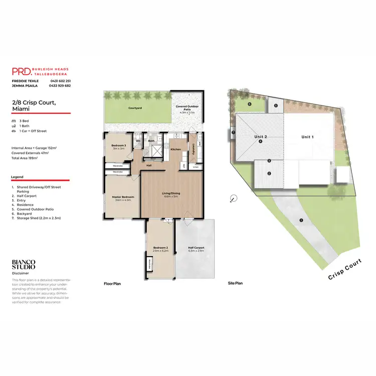 Floorplan of Homely semi-detached listing, 2/8 Crisp Court, Miami QLD 4220
