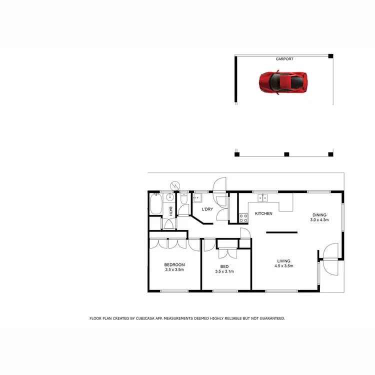 Floorplan of Homely semi-detached listing, 1/3 Cross Place, Kallangur QLD 4503