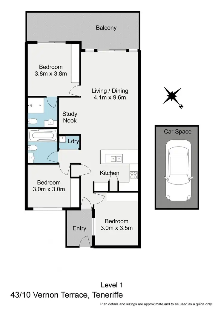 Floorplan of Homely apartment listing, 43/10 Vernon Tce, Teneriffe QLD 4005