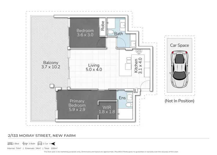Floorplan of Homely apartment listing, 2/133 Moray Street, New Farm QLD 4005