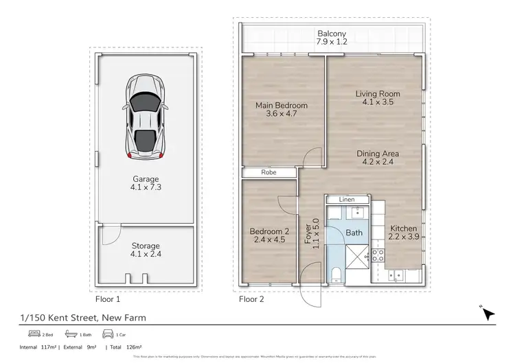 Floorplan of Homely apartment listing, 1/150 Kent Street, New Farm QLD 4005