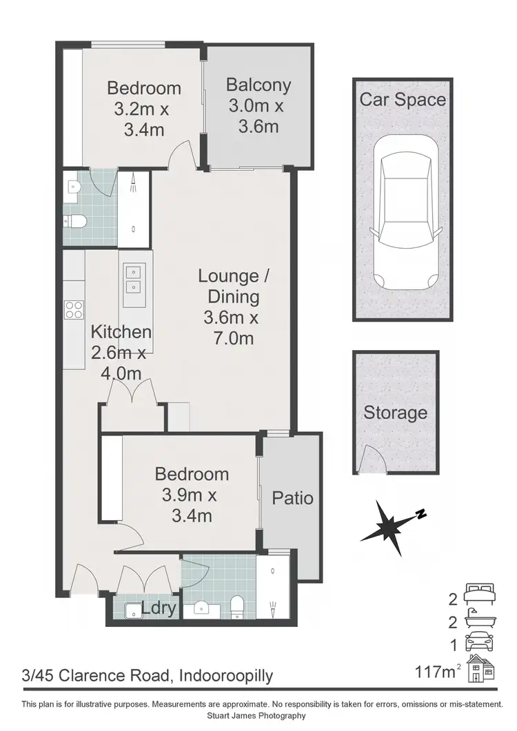 Floorplan of Homely unit listing, 3/45 Clarence Road, Indooroopilly QLD 4068
