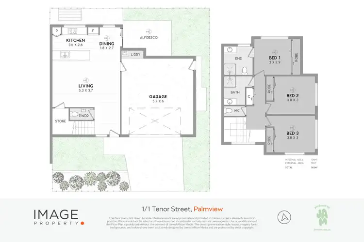 Floorplan of Homely semi-detached listing, 1/1 Tenor Street, Palmview QLD 4553