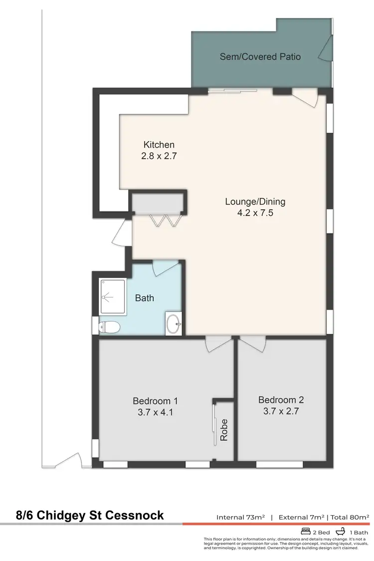 Floorplan of Homely unit listing, 8/6 Chidgey Street, Cessnock NSW 2325