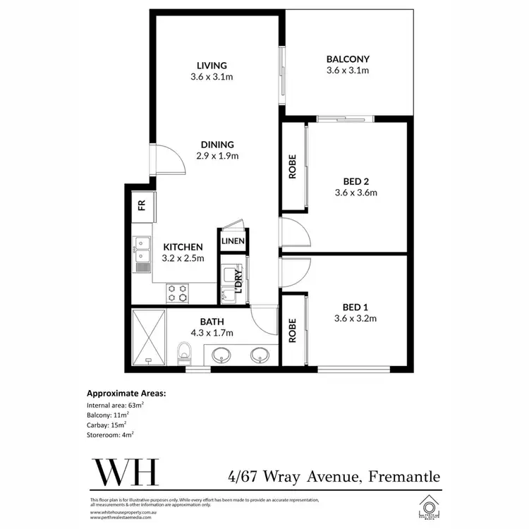 Floorplan of Homely apartment listing, 4/67 Wray Avenue, Fremantle WA 6160