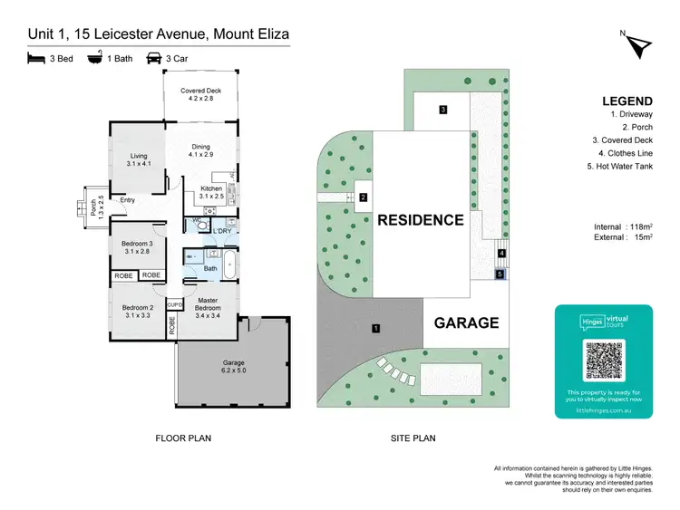 Floorplan of Homely unit listing, 1/15 Leicester Avenue, Mount Eliza VIC 3930