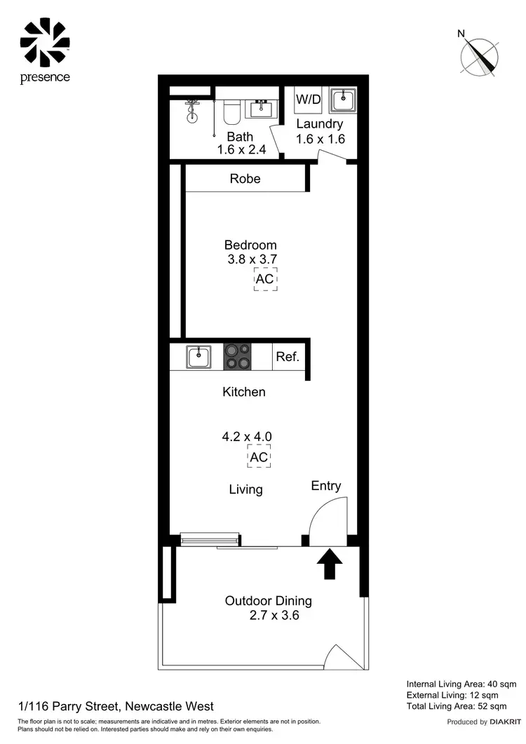 Floorplan of Homely unit listing, 1/116 Parry Street, Newcastle West NSW 2302