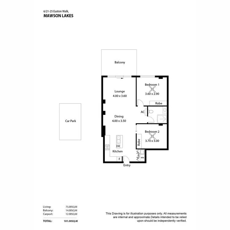 Floorplan of Homely apartment listing, 6/21-25 Euston Walk, Mawson Lakes SA 5095