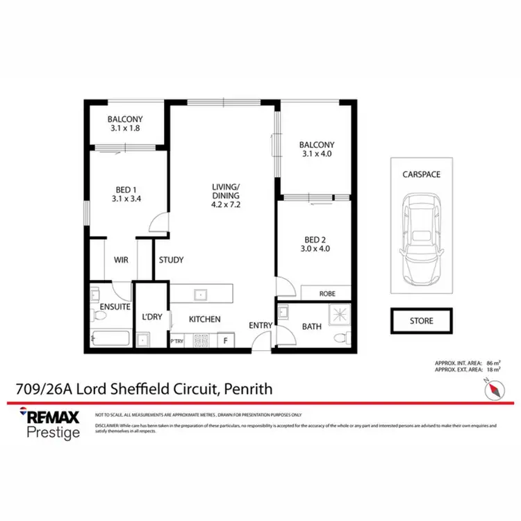 Floorplan of Homely unit listing, 709/26A Lord Sheffield Circuit, Penrith NSW 2750