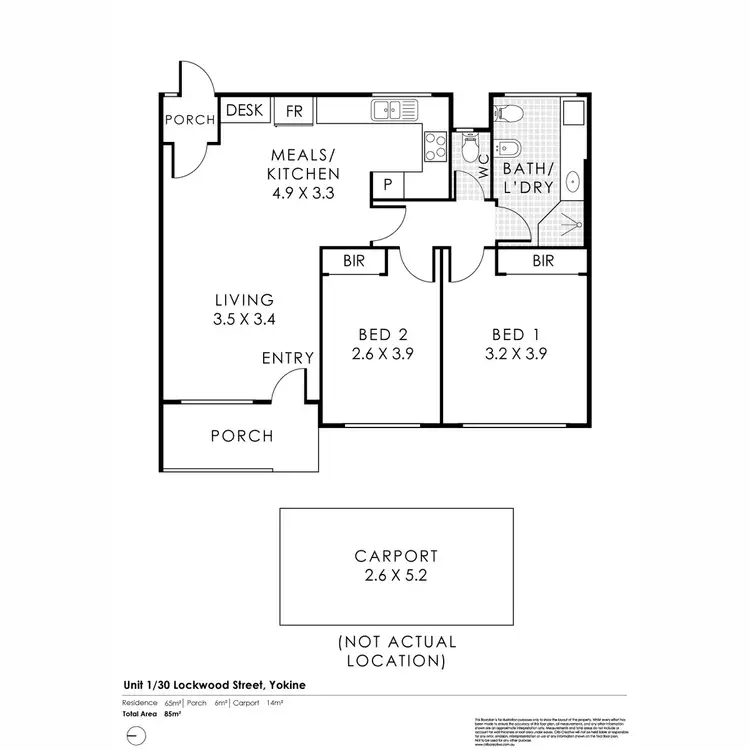 Floorplan of Homely villa listing, 1/30 Lockwood Street, Yokine WA 6060