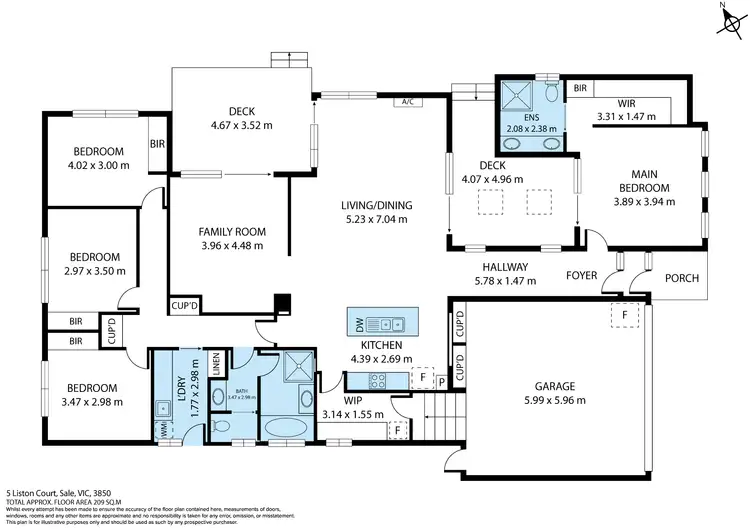 Floorplan of Homely house listing, 5 Liston Court, Sale VIC 3850