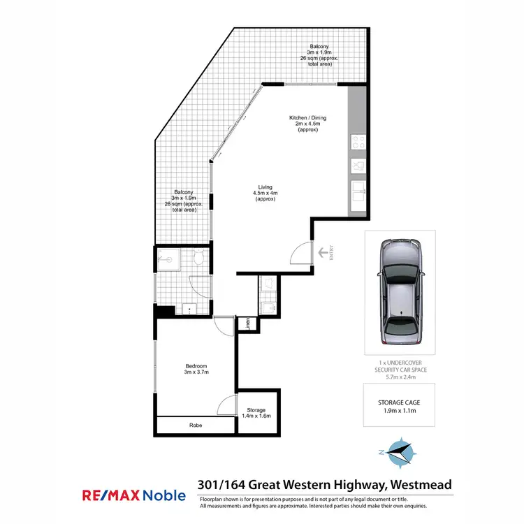 Floorplan of Homely apartment listing, 301/164 Great Western Highway, Westmead NSW 2145