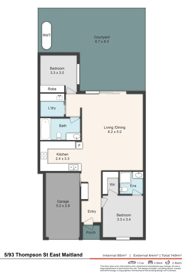Floorplan of Homely unit listing, 5/93 Thompson Street, East Maitland NSW 2323