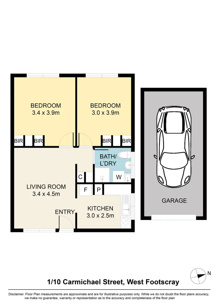 Floorplan of Homely apartment listing, 1/10 Carmichael Street, West Footscray VIC 3012