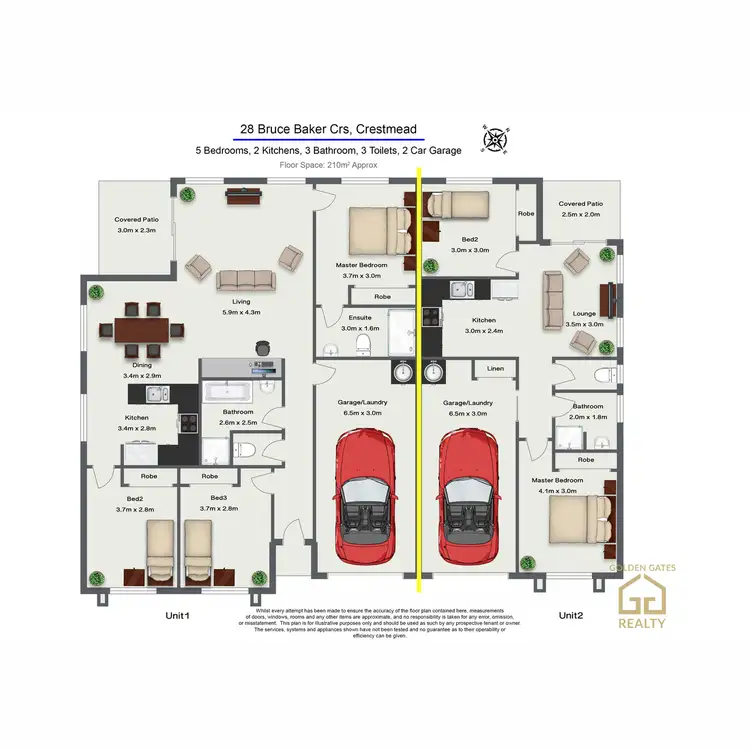 Floorplan of Homely semi-detached listing, 1 and 2/28 Bruce Baker Crestcent, Crestmead QLD 4132