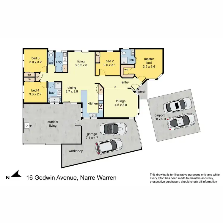 Floorplan of Homely house listing, 16 Godwin Avenue, Narre Warren VIC 3805