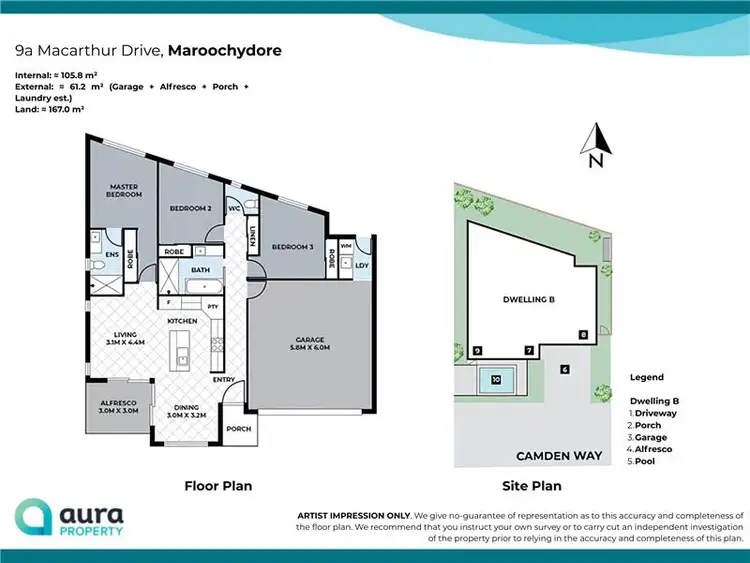 Floorplan of Homely semi-detached listing, 9B Macarthur Drive, Maroochydore QLD 4558