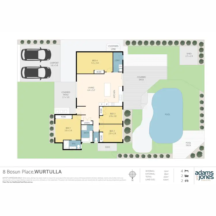 Floorplan of Homely house listing, 8 Bosun Place, Wurtulla QLD 4575