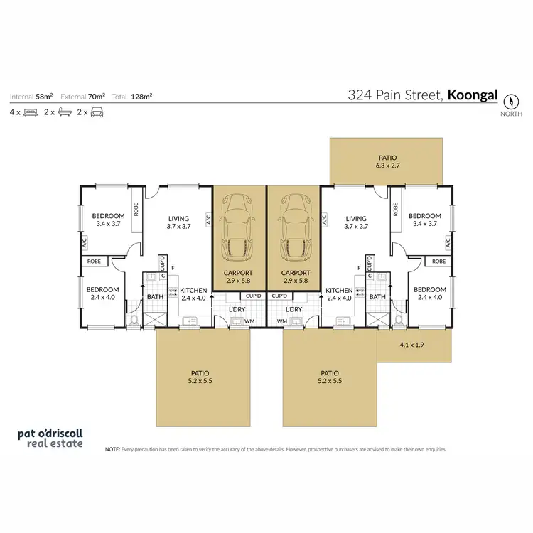 Floorplan of Homely semi-detached listing, 324 Pain Street, Koongal QLD 4701