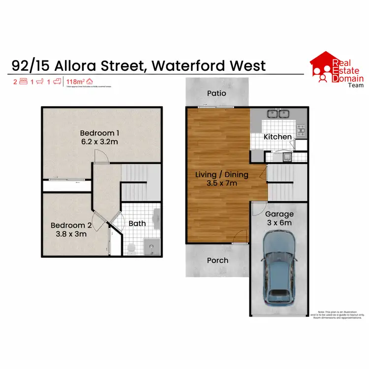 Floorplan of Homely townhouse listing, 92/15 Allora Street, Waterford West QLD 4133