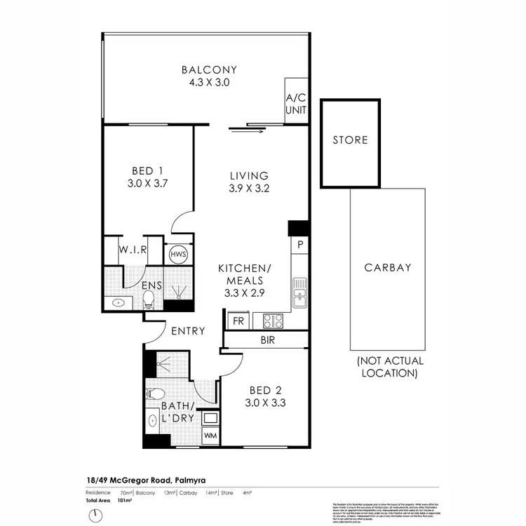 Floorplan of Homely apartment listing, 18/49 McGregor Road, Palmyra WA 6157