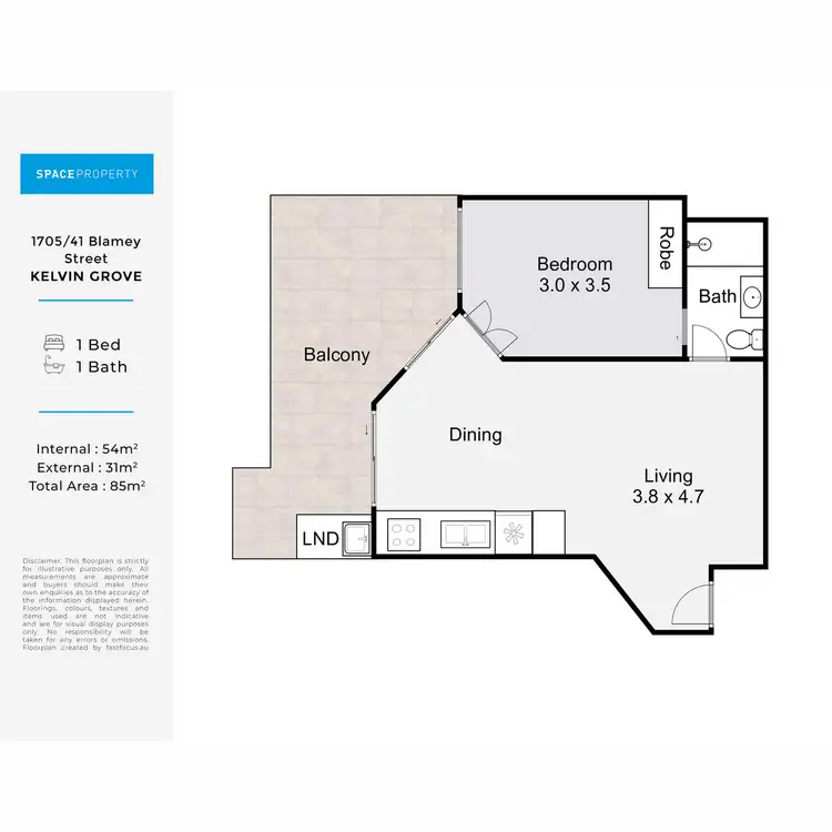 Floorplan of Homely apartment listing, 1705/41 Blamey Street, Kelvin Grove QLD 4059