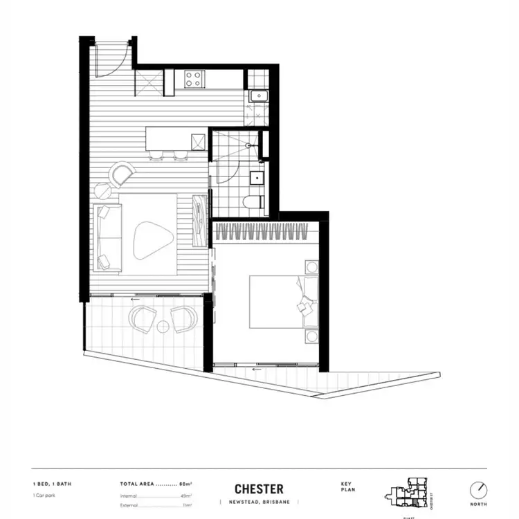 Floorplan of Homely apartment listing, C1507/7 Chester Street, Newstead QLD 4006