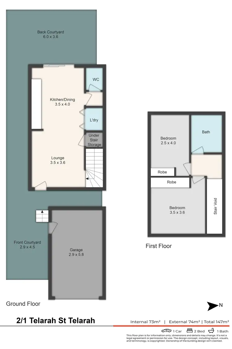 Floorplan of Homely unit listing, 2/1 Telarah Street, Telarah NSW 2320