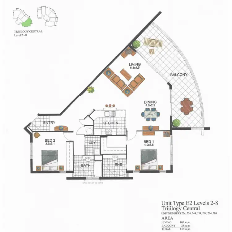 Floorplan of Homely apartment listing, 264/21 Cypress Avenue, Surfers Paradise QLD 4217