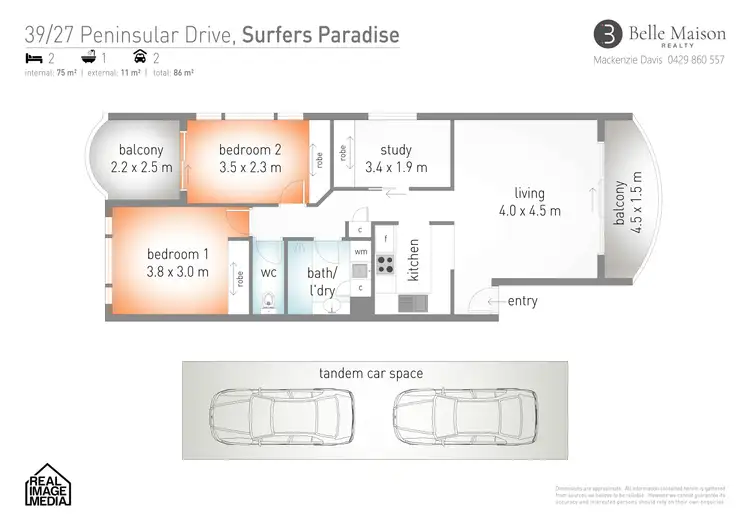 Floorplan of Homely apartment listing, 39/27 Peninsular Drive, Surfers Paradise QLD 4217