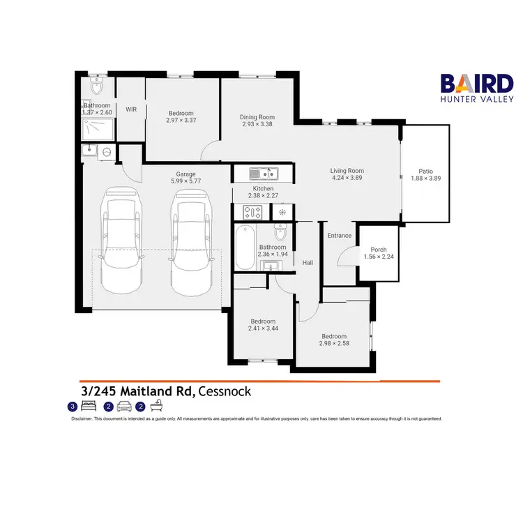 Floorplan of Homely semi-detached listing, 3/245 Maitland Road, Cessnock NSW 2325