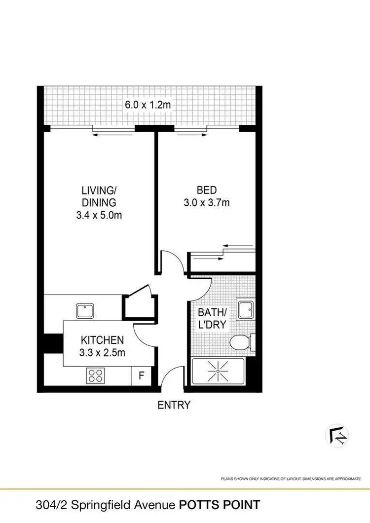 Floorplan of Homely apartment listing, 304/2 Springfield Avenue, Potts Point NSW 2011