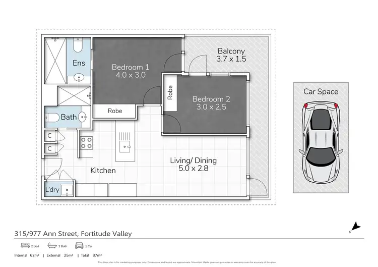 Floorplan of Homely apartment listing, 315/977 Ann Street, Fortitude Valley QLD 4006