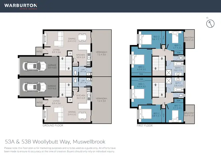 Floorplan of Homely semi-detached listing, 53 A & B Woollybutt Way, Muswellbrook NSW 2333