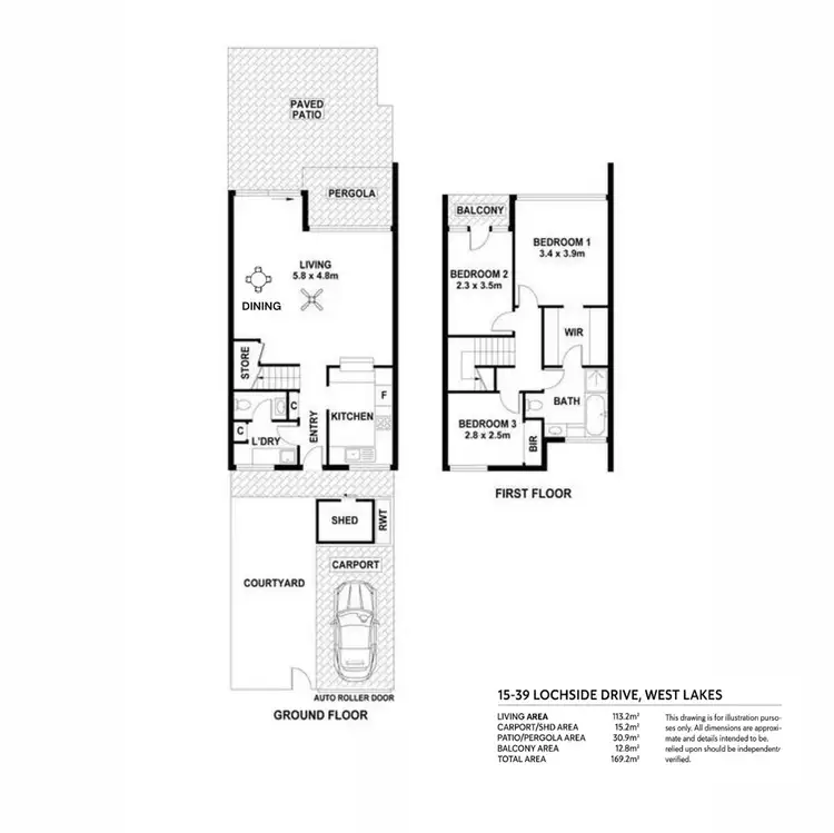 Floorplan of Homely townhouse listing, 15/39 Lochside Drive, West Lakes SA 5021