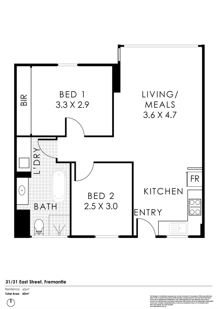 Floorplan of Homely apartment listing, 31/31 East Street, Fremantle WA 6160
