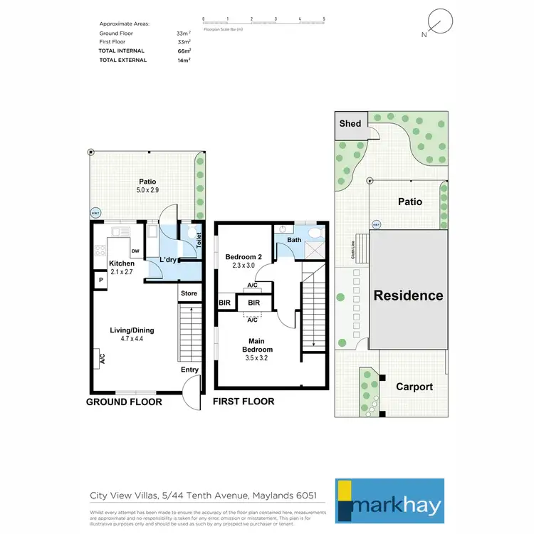 Floorplan of Homely townhouse listing, 5/44 Tenth Avenue, Maylands WA 6051