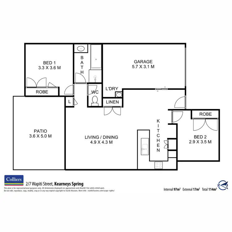 Floorplan of Homely unit listing, 2/7 Wapiti Street, Kearneys Spring QLD 4350