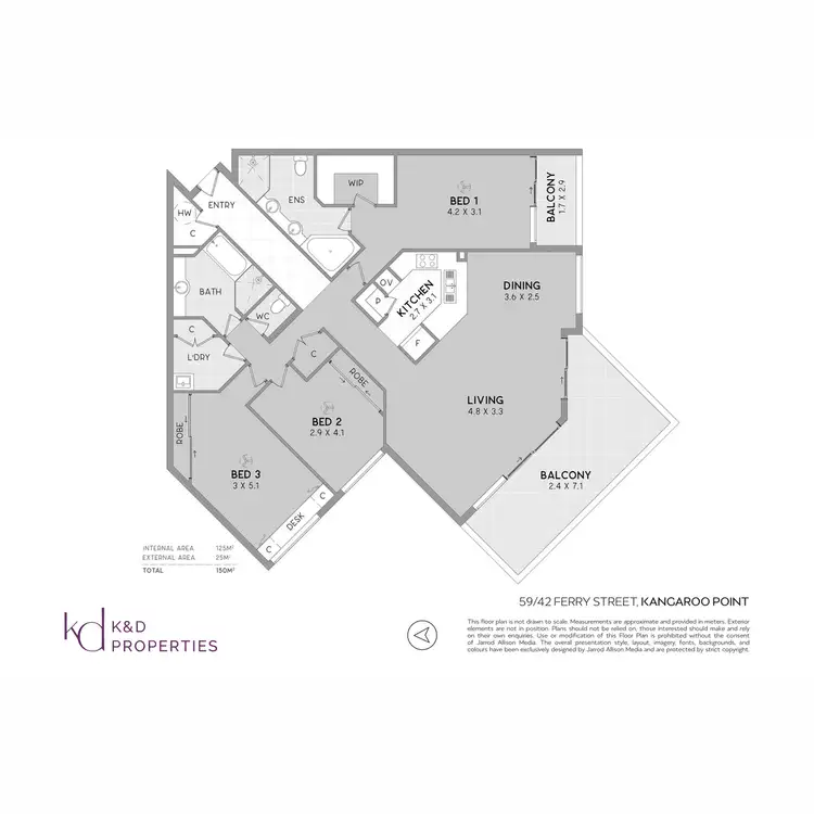 Floorplan of Homely apartment listing, 59/42 Ferry Street, Kangaroo Point QLD 4169