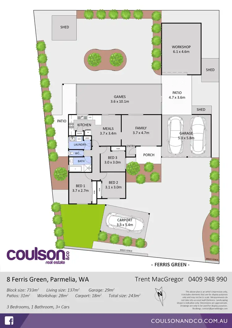 Floorplan of Homely house listing, 8 Ferris Green, Parmelia WA 6167