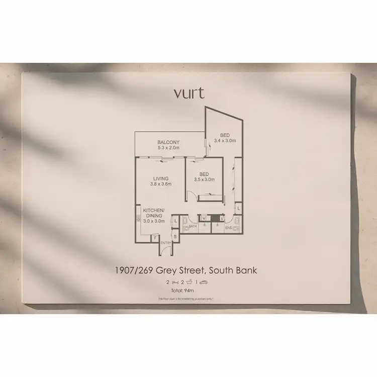 Floorplan of Homely apartment listing, 1907/269 Grey Street, South Brisbane QLD 4101