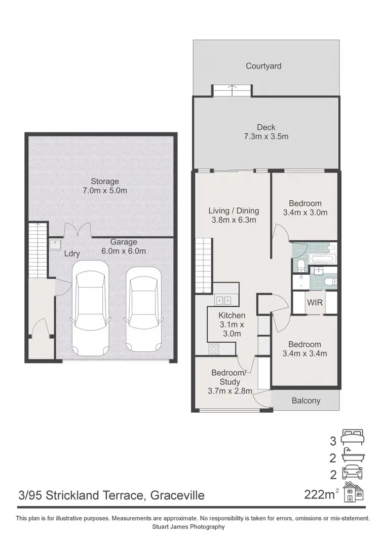 Floorplan of Homely townhouse listing, 3/95 Strickland Terrace, Graceville QLD 4075