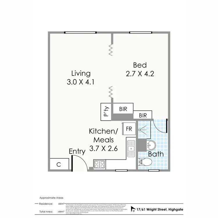 Floorplan of Homely apartment listing, 17/61 Wright Street, Highgate WA 6003